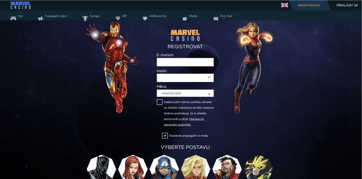 Marvel Casino Registrace