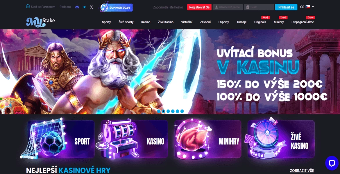 MyStake online casino přihlášení a registrace